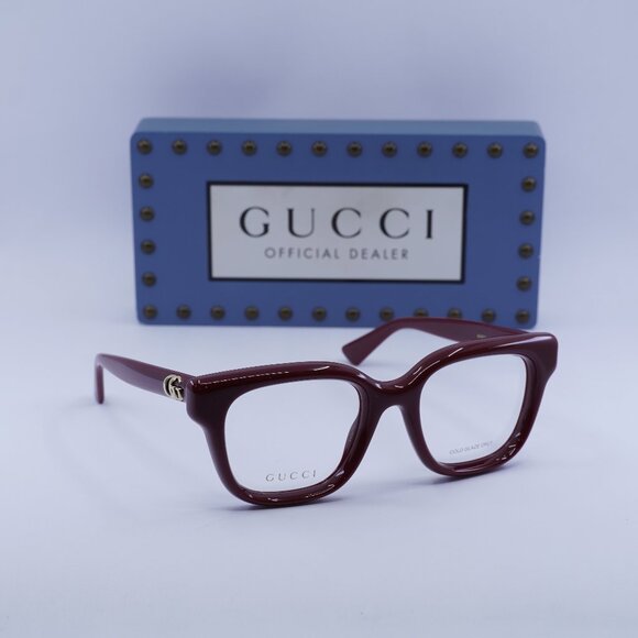 Gucci GG1831O 007 Square Eyeglasses - Shiny Burgundy 51mm - Picture 1 of 12
